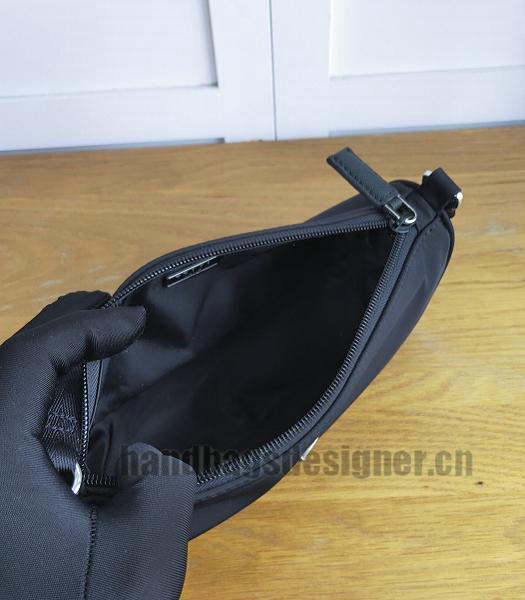 Prada Black Nylon With Original Leather Hobo Bag-7