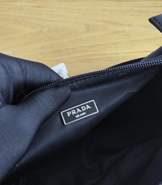 Prada Black Nylon With Original Leather Hobo Bag-8