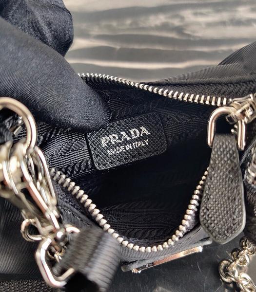 Prada Black Nylon With Original Leather Mini Hobo Bag-1