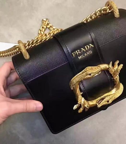 Prada Black Original Leather Golden Chains Small Bag-1
