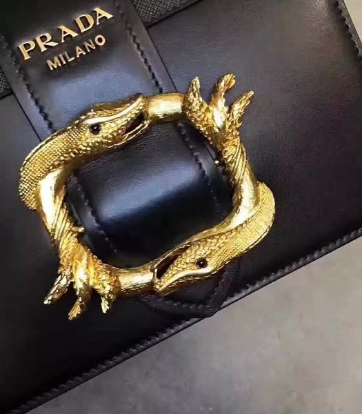 Prada Black Original Leather Golden Chains Small Bag-2