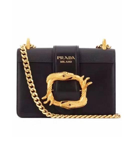 Prada Black Original Leather Golden Chains Small Bag