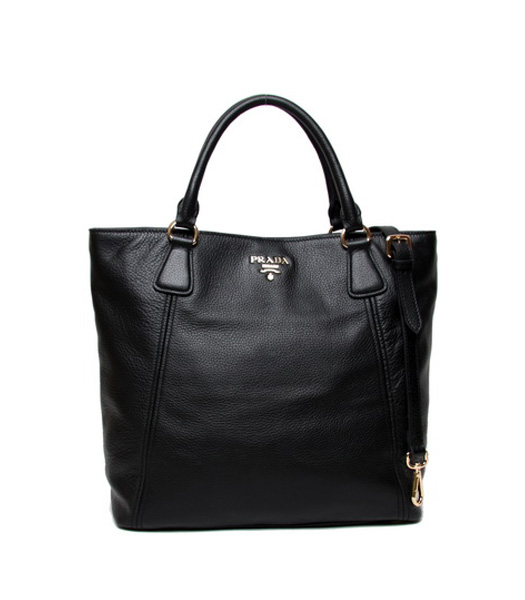 Prada Black Original Leather Tote Bag