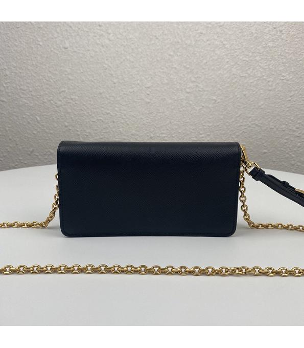 Prada Black Original Saffiano Cross Veins Calfskin Mini Bag Golden Chain With Checking IC Chip-1