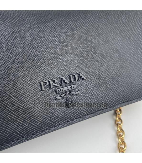 Prada Black Original Saffiano Cross Veins Calfskin Mini Bag Golden Chain With Checking IC Chip-4