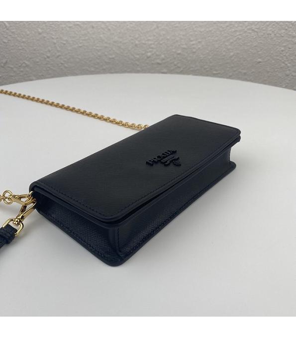 Prada Black Original Saffiano Cross Veins Calfskin Mini Bag Golden Chain With Checking IC Chip-5