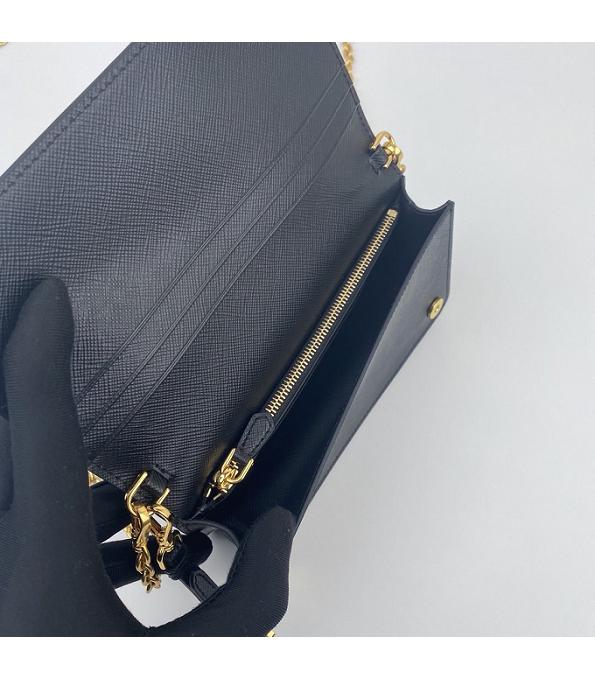 Prada Black Original Saffiano Cross Veins Calfskin Mini Bag Golden Chain With Checking IC Chip-7