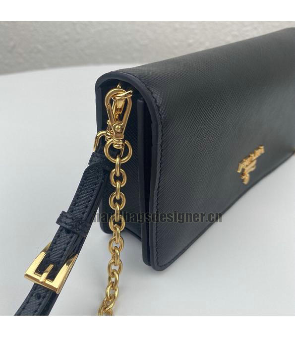 Prada Black Original Saffiano Cross Veins Calfskin Mini Bag Golden Chain With Checking IC Chip-3