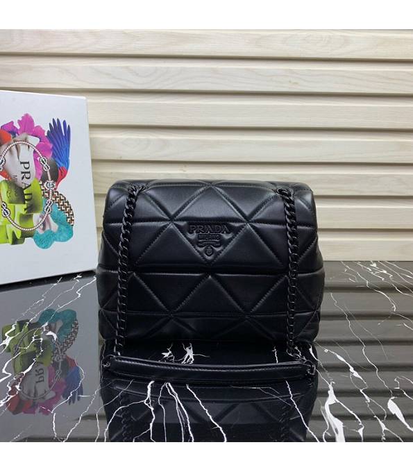 Prada Black Original Soft Lambskin Leather Spectrum Medium Shoulder Bag