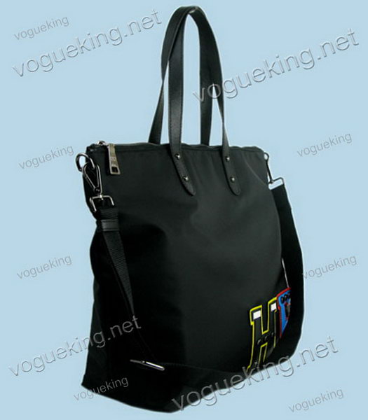 Prada Black Waterproof With Calfskin Leather Tote Bag-2