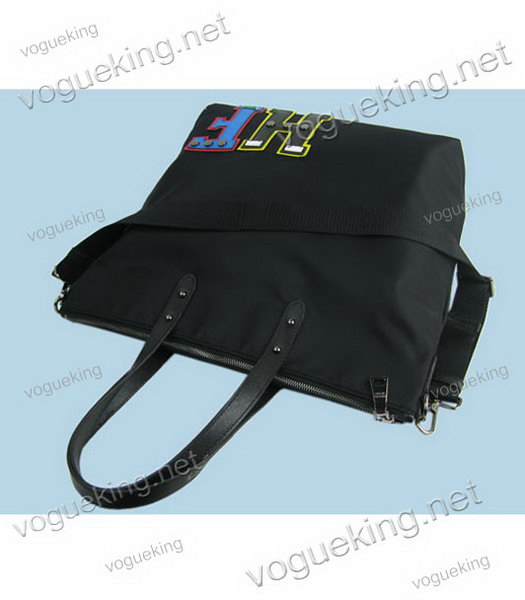 Prada Black Waterproof With Calfskin Leather Tote Bag-4