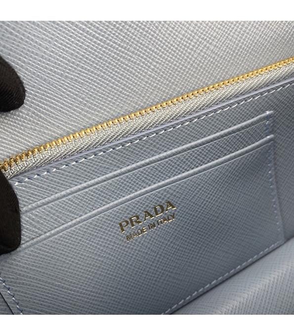 Prada Blue Original Saffiano Cross Veins Calfskin Mini Bag Golden Chain With Checking IC Chip-8
