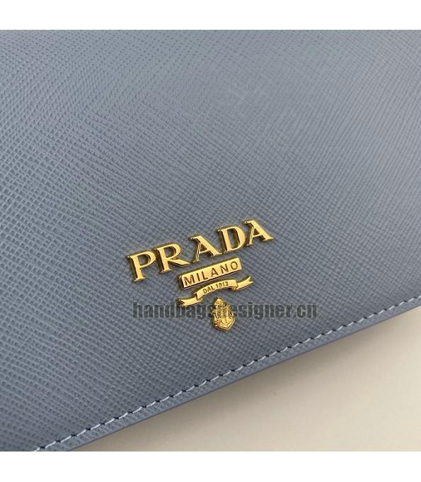 Prada Blue Original Saffiano Cross Veins Calfskin Mini Bag Golden Chain With Checking IC Chip-4