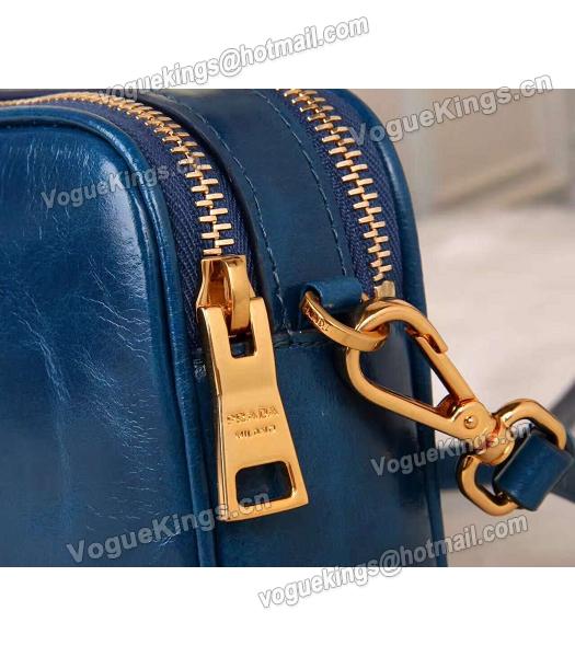 Prada BN1678 Oil Wax Leather Small Shoulder Bag Blue-2