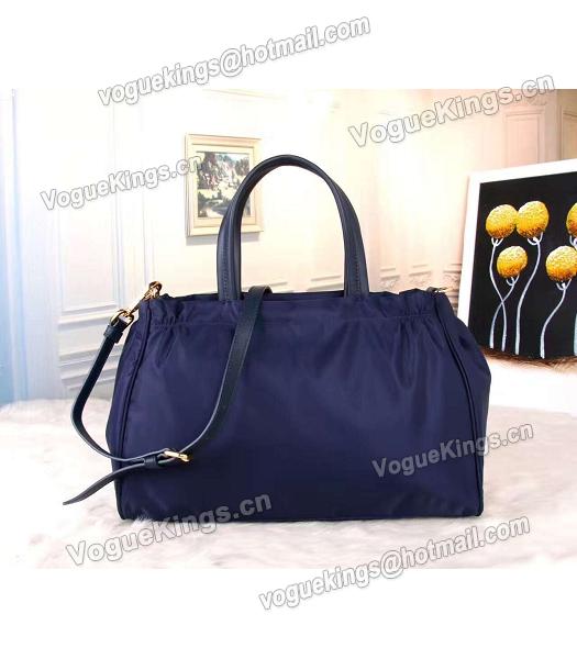 Prada BN1843 Tessuto Nylon With Calfskin Shoulder Bag Sapphire Blue-2