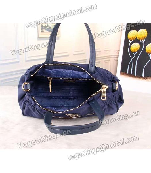 Prada BN1843 Tessuto Nylon With Calfskin Shoulder Bag Sapphire Blue-4