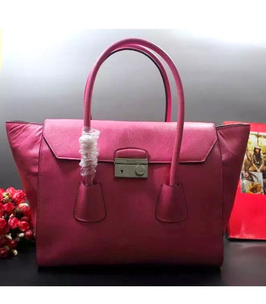 Prada BN2661 Glace Original Leather Flap Bag Cherry Pink