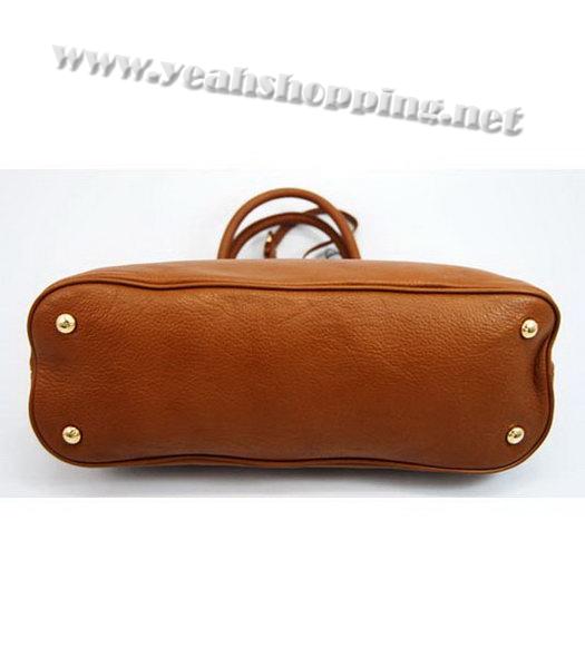 Prada Boston Tote Shoulder Zip Bag in Earth Yellow Leather-4