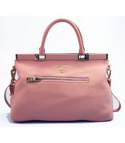 Prada Boston Tote Shoulder Zip Bag in Pink Leather