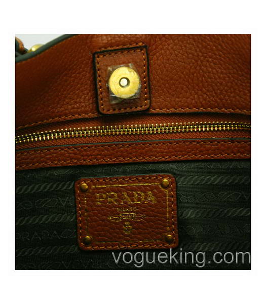 Prada Calfskin Leather Shoulder Bag Coffee-5