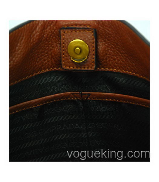 Prada Calfskin Leather Shoulder Bag Coffee-6