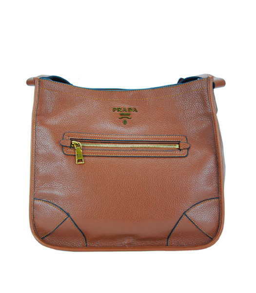 Prada Calfskin Leather Shoulder Bag Coffee
