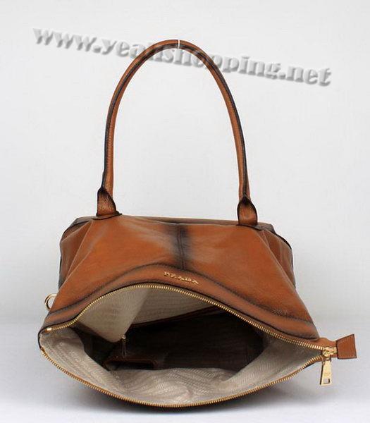 Prada Calfskin Leather Top Handbag Earth Yellow-3