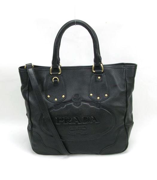 Prada Calfskin Leather Tote Bag Black