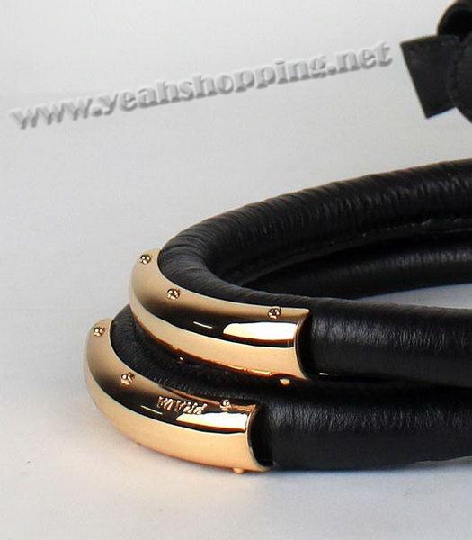 Prada Calfskin Leather Tote Bag Black with Golden Handle-4
