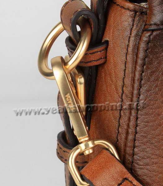 Prada Calfskin Leather Tote Bag Brown-3