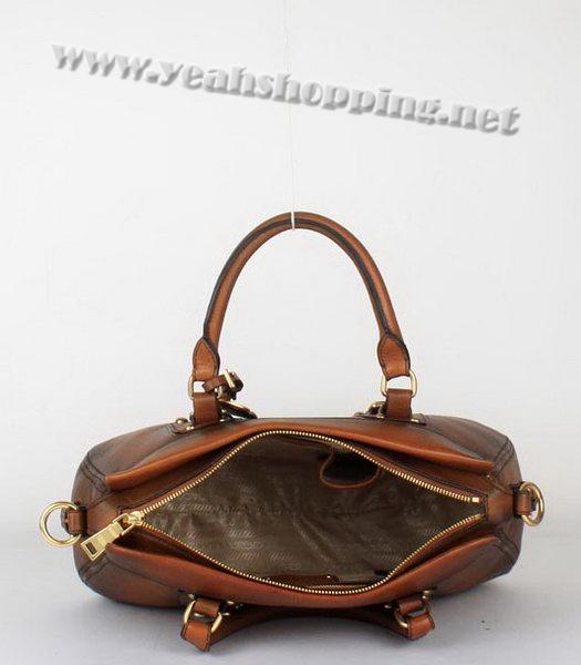 Prada Calfskin Leather Tote Bag Brown-6