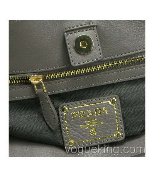 Prada Calfskin Leather Tote Bag Grey-5