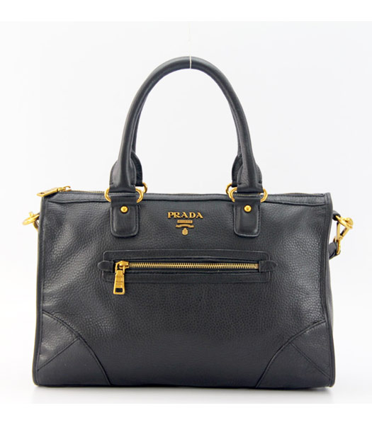 Prada Calfskin Leather Tote Handbag in Black