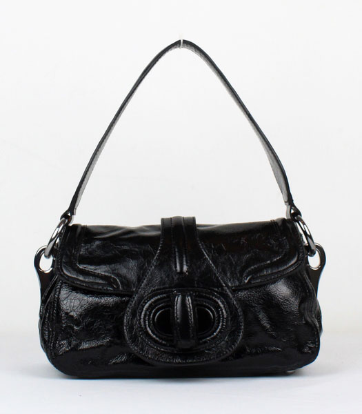 Prada Calfskin Oil Leather Shoulder Bag Black