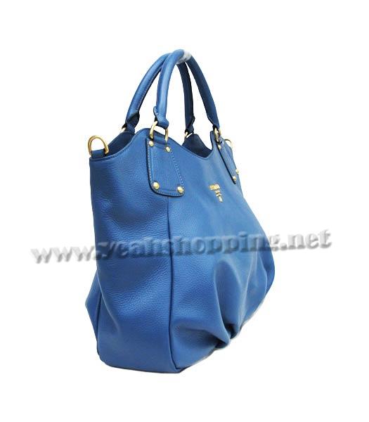 Prada Calfskin Shoulder Bag Blue-3