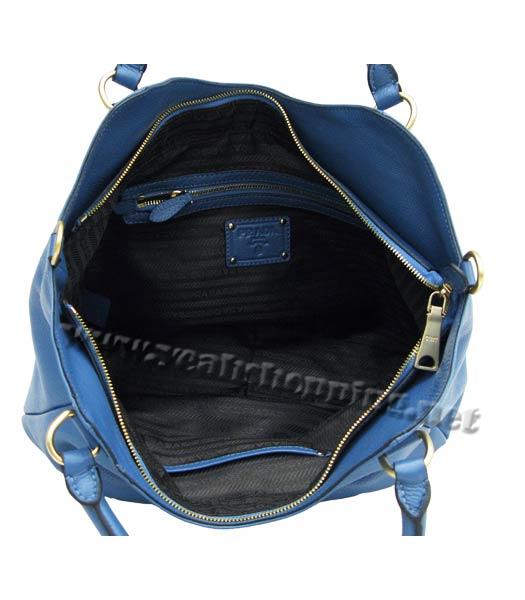 Prada Calfskin Shoulder Bag Blue-4