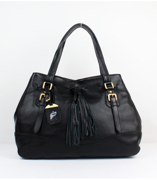 Prada Calfskin Shoulder Bag in Black Calf Leather