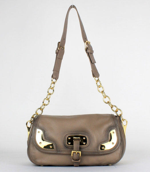 Prada Cameo Brown Cow Leather Chain Shoulder Bag