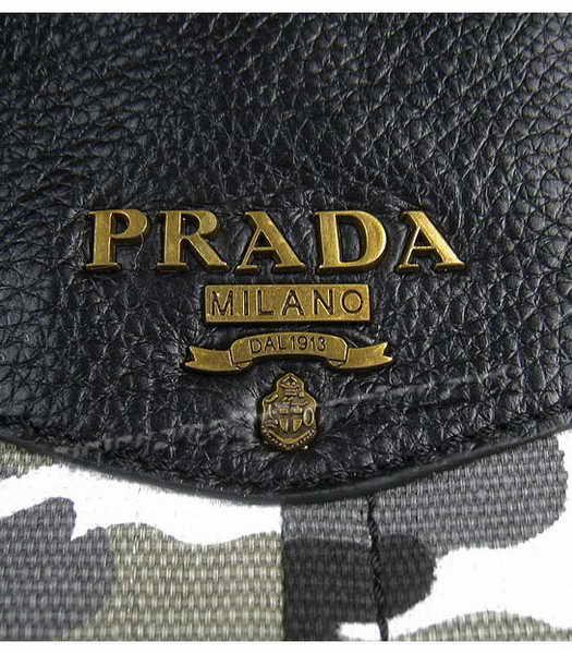 Prada Camouflage Canvas Bowler Bag with Black Leather-5