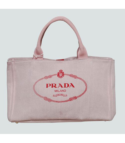 Prada Canvas Shopping Tote Handbag in Pink