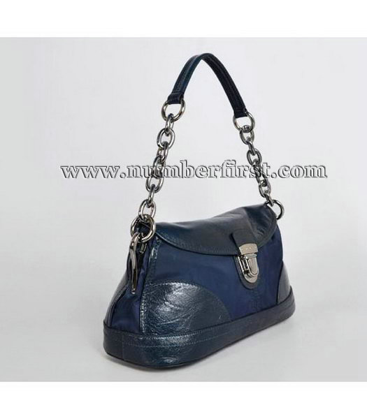 Prada Canvas Shoulder Bag with Leather Trim Blak-1-1