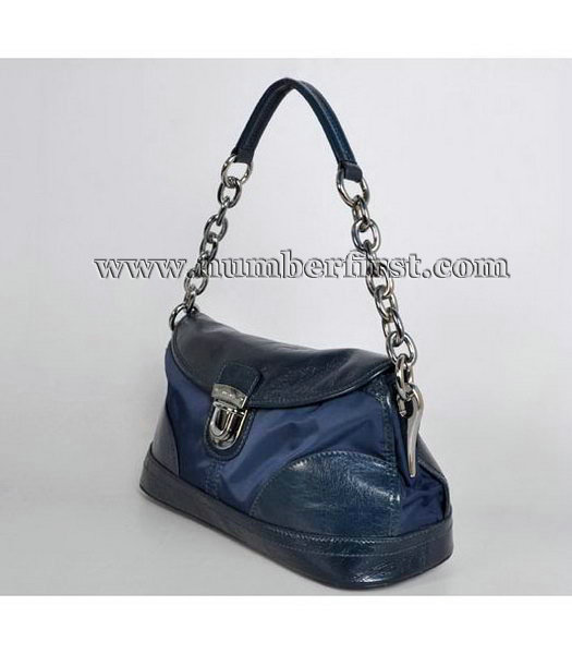 Prada Canvas Shoulder Bag with Leather Trim Blak-1-2