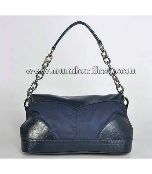 Prada Canvas Shoulder Bag with Leather Trim Blak-1-3
