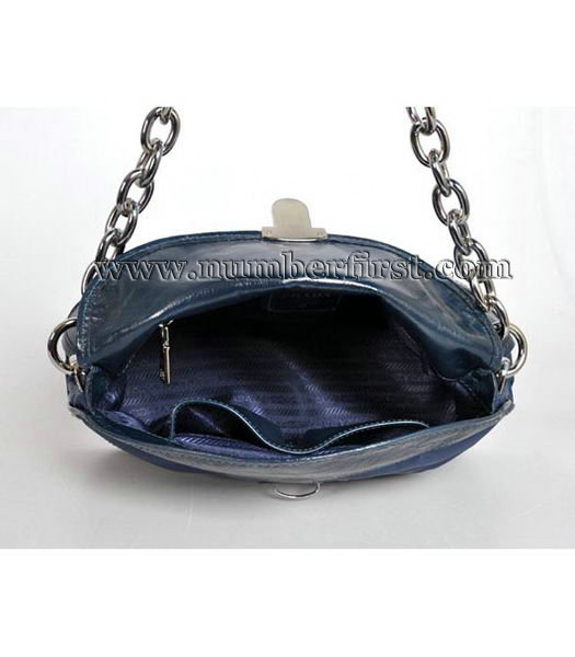 Prada Canvas Shoulder Bag with Leather Trim Blak-1-6