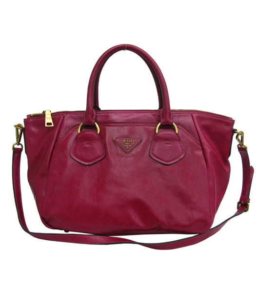 Prada Cervo Lux Zipper Fuchsia Handbag Shoulder Bag