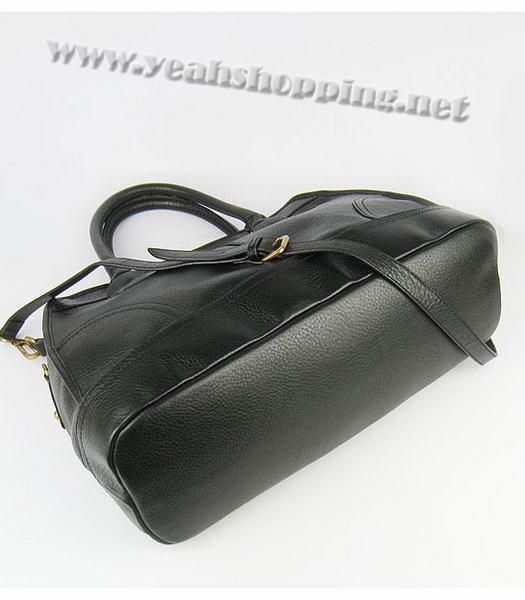 Prada Cervo Shine Leather Bowler Bag in Black-3