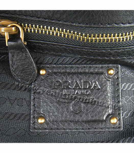 Prada Cervo Shine Leather Bowler Bag in Black-7