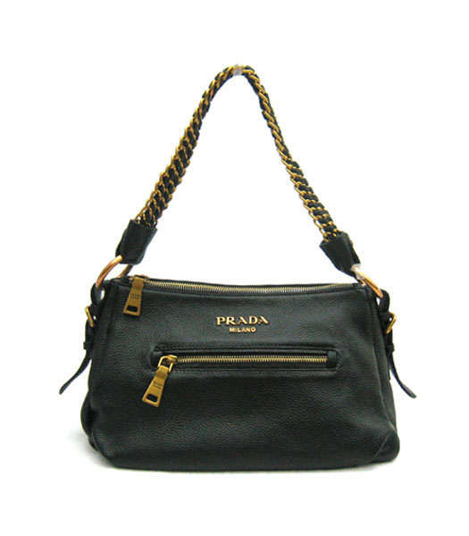 Prada Chain Cervo Shoulder Bag Black_BR4318