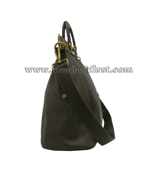 Prada Coffee Calfskin Leather Tote Messenger Bag-2