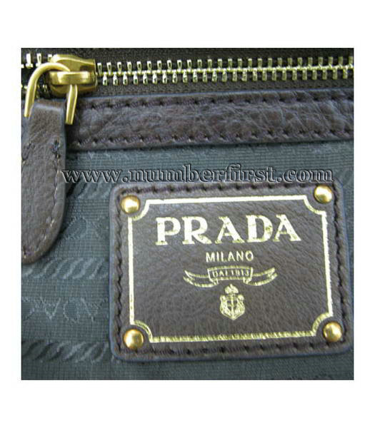 Prada Coffee Calfskin Leather Tote Messenger Bag-5